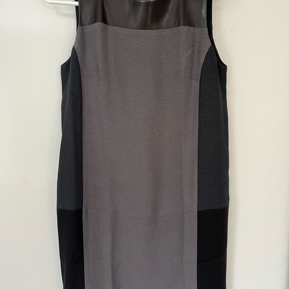 Rag & Bone Colorblock Shift Dress Lamb Leather, Size 2 Black/Grey Sleeveless - Picture 3 of 4